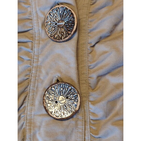 Neon Buddha Jacket Womens Small Tan Boho Hippie Big Buttons Rouched Pockets - Picture 4 of 8